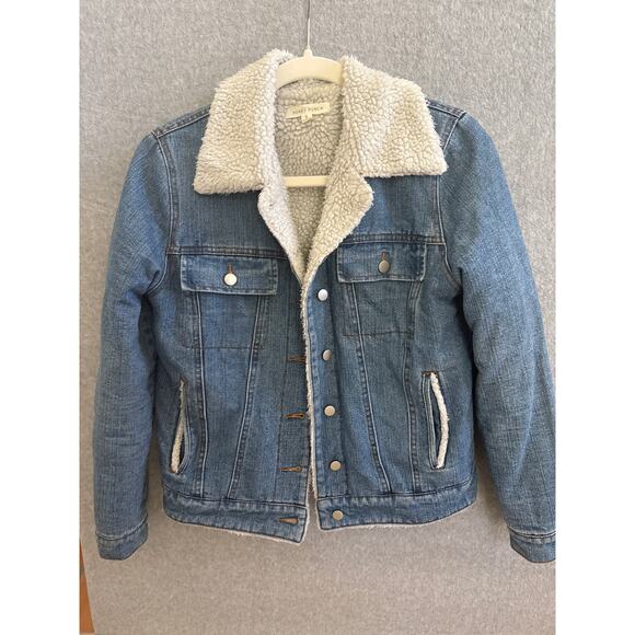 Honey Punch Sherpa Lined Denim Jacket Women’s Small - Picture 3 of 9